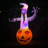 4FT Lighted Halloween Inflatable Ghost on Pumpkin (PVC, Battery LED)
